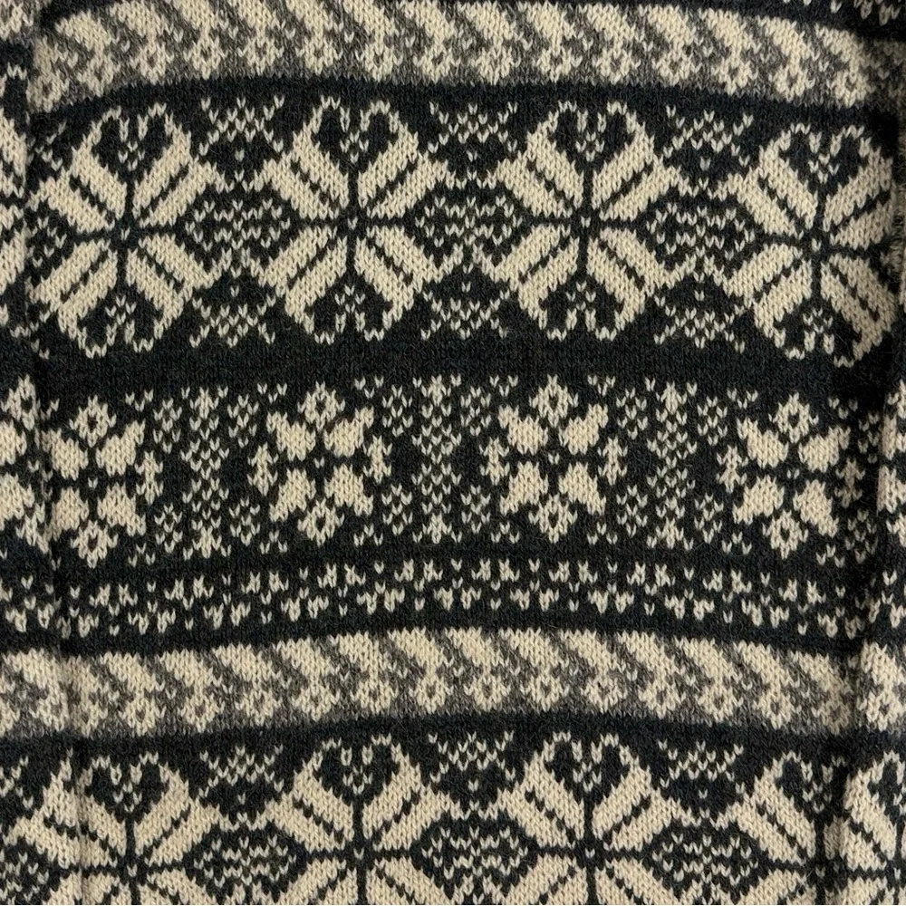 Vintage Alps USA Made wool black cream fair‎ isle crewneck sweater women's small